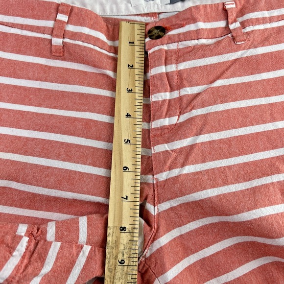 Old Navy Women's 6 Coral White Striped Cotton Shorts Beach Preppy Vacation - Picture 8 of 9